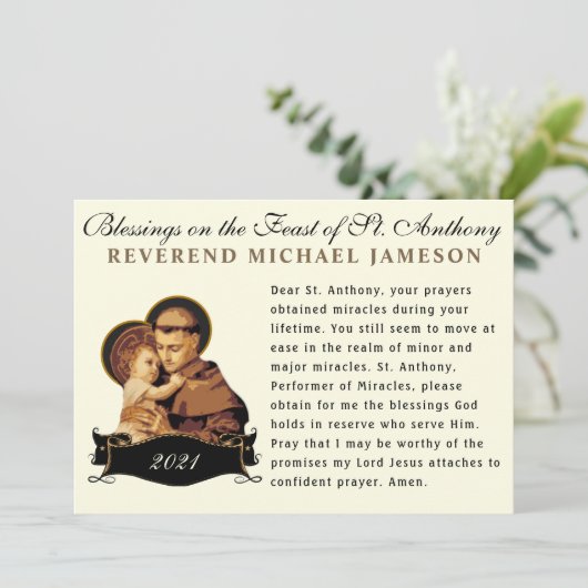 Feast van de Katholieke Prayer Kaart van St. Antho (Staand voorkant)