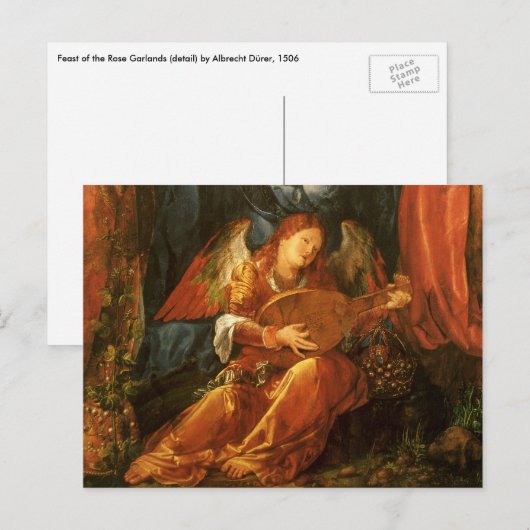Feast van het Roos Garlands Angel door Albrecht Du Briefkaart (Voorkant / Achterkant)