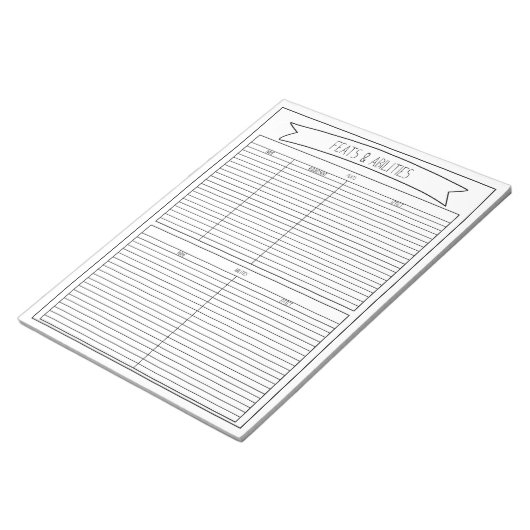 Feat- en middelenbladen notitieblok (Schuin)