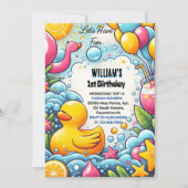 Feat Splash Bubbles Zomer Eend Schuim 1e Verjaarda Kaart (Voorkant)