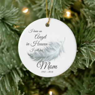Feather Angel in Heaven Ma Memorial Kerstmis Keramisch Ornament
