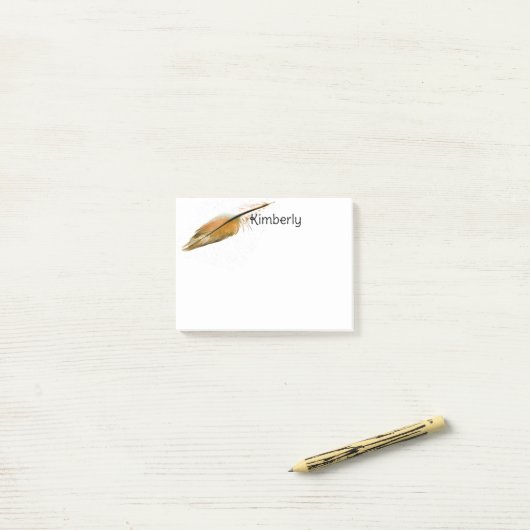 feather art brown and white personalize it post-it® notes (Op bureau)