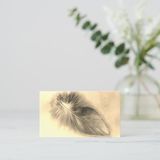 Feather Art Sepia visitekaartjes Custom Design (Staand voorkant)