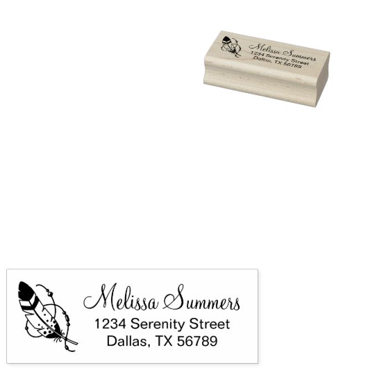 Feather Beads Tribal Boho Amulet Adres Rubberstempel (Gestempeld)