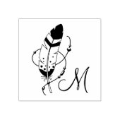 Feather Beads Tribal Boho Amulet Monogram Rubberstempel (Afrduk)