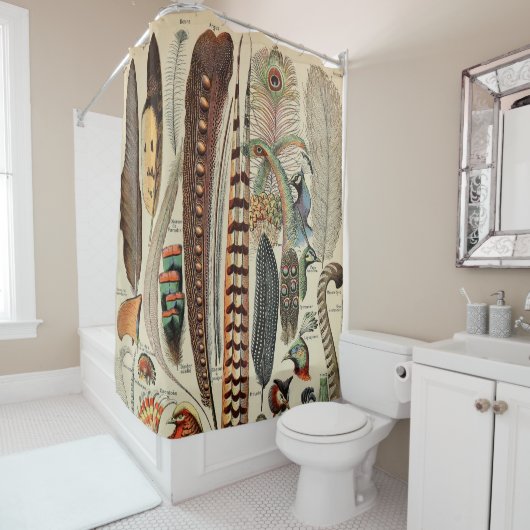 Feather Bird Wildlife Antiek veren Douchegordijn (In situ)