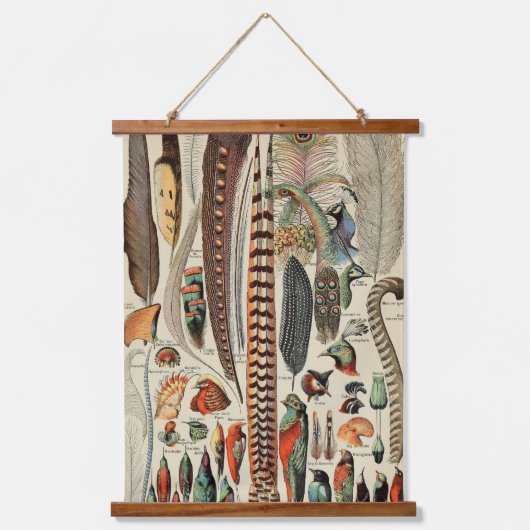 Feather Bird Wildlife Antiek veren Hangend Wandkleed (Voorkant)
