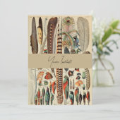 Feather Bird Wildlife Antiek veren Kaart (Staand voorkant)