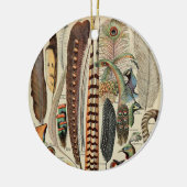 Feather Bird Wildlife Antiek veren Keramisch Ornament (Links)