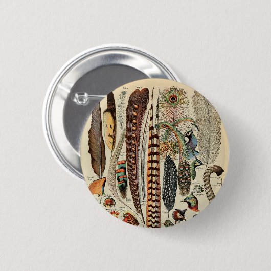 Feather Bird Wildlife Antiek veren Ronde Button 5,7 Cm (Voorkant /achterkant)