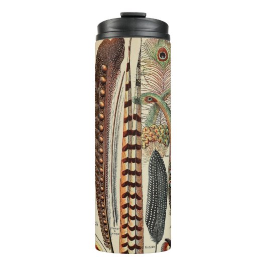 Feather Bird Wildlife Antiek veren Thermosbeker (Voorkant)