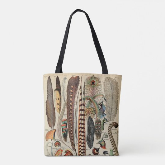 Feather Bird Wildlife Antiek veren Tote Bag (Achterkant)