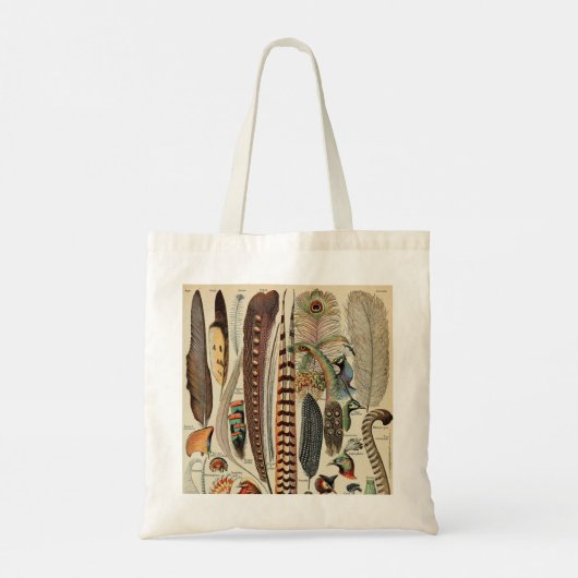 Feather Bird Wildlife Antiek veren Tote Bag (Achterkant)