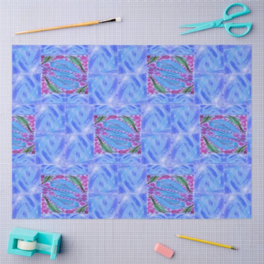 Feather blue paper tissuepapier (Craft)