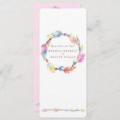 Feather boho krans waterverf kunst het menu (Voorkant / Achterkant)