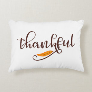 Feather Boho Native Thankful Typografie Decoratief Kussen
