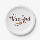 Feather Boho Native Thankful Typografie Papieren Bordje (Voorkant)