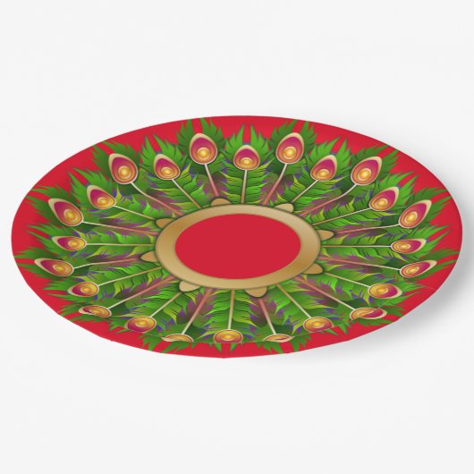 Feather Christmas Wreath Papieren Bordje (Gekanteld)