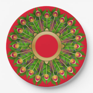 Feather Christmas Wreath Papieren Bordje