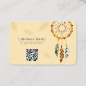 Feather Dream Catcher Native QR Code Monogram Visitekaartje (Voorkant)