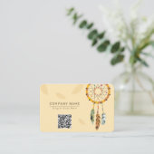 Feather Dream Catcher Native QR Code Monogram Visitekaartje (Staand voorkant)