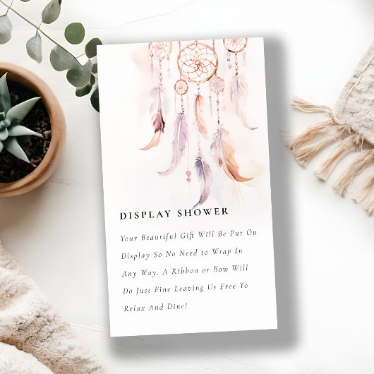 Feather Dreamcatcher Display Shower Baby shower Informatiekaartje