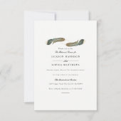 Feather Duo | Waterverf bruiloft uitnodigen Kaart (Voorkant)