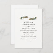 Feather Duo | Waterverf bruiloft uitnodigen Kaart (Voorkant / Achterkant)