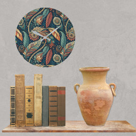 Feather Floral Paisley Abstracte etnische wervelin Grote Klok