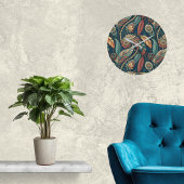Feather Floral Paisley Abstracte etnische wervelin Grote Klok