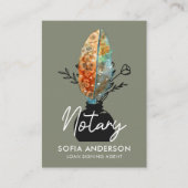 Feather Floral QR Code Notaris Loan Signing Agent Visitekaartje (Voorkant)