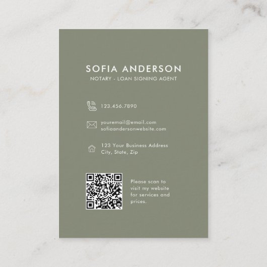 Feather Floral QR Code Notaris Loan Signing Agent Visitekaartje (Achterkant)