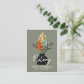 Feather Floral QR Code Notaris Loan Signing Agent Visitekaartje (Staand voorkant)