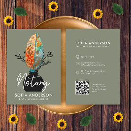 Feather Floral QR Code Notaris Loan Signing Agent Visitekaartje