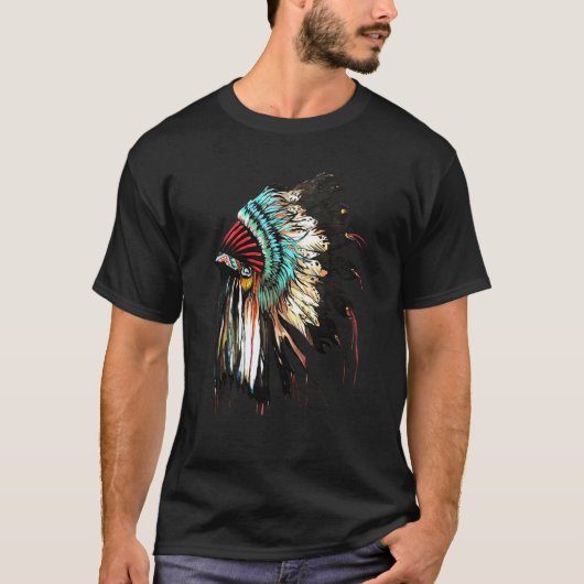 Feather Headdress Native American Indian Headdress T-shirt (Voorkant)