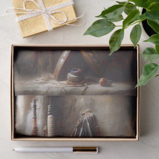 Feather Headdress & Tribal Pot Decoupage Tissuepapier (Geschenk)