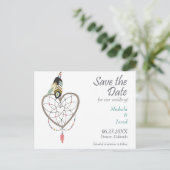 Feather Heart Dreamcatcher Save the Date Wedding Aankondigingskaart (Staand voorkant)