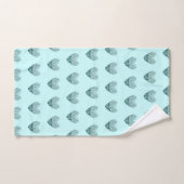 Feather heart in soft green bad handdoek (Handdoek)