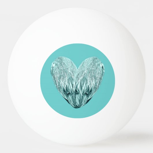 Feather heart in soft green pingpongbal (Voorkant)