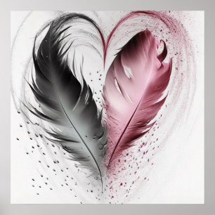 Feather Heart - rood Poster