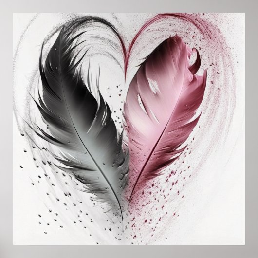 Feather Heart - rood Poster (Voorkant)