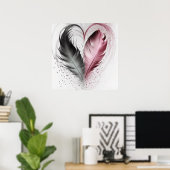 Feather Heart - rood Poster (Thuiskantoor)