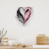 Feather Heart - rood Poster (Keuken)