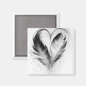 Feather Heart - Zwart & Wit Magneet (Voorkant / Achterkant)