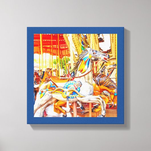 Feather Horse Carrousel draaimolen Canvas Afdruk (Voorkant)