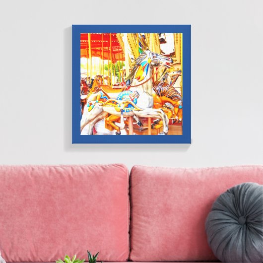 Feather Horse Carrousel draaimolen Canvas Afdruk (Insitu (Woonkamer))