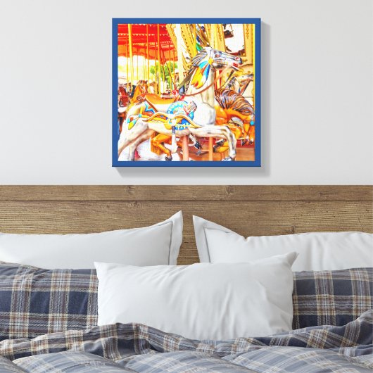Feather Horse Carrousel draaimolen Canvas Afdruk (Insitu (Slaapkamer))