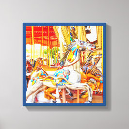 Feather Horse Carrousel draaimolen Canvas Afdruk