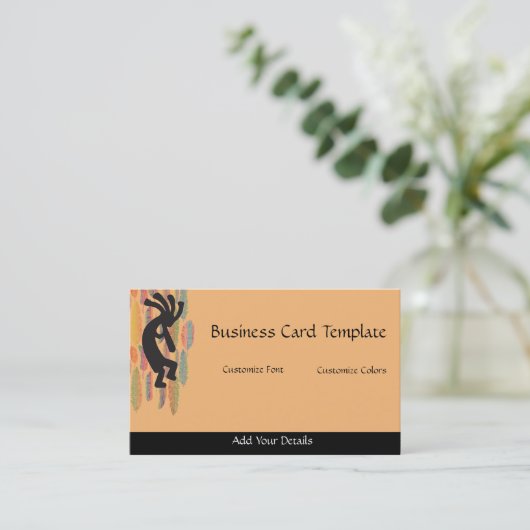 Feather Kokopelli Logo Visitekaartje (Staand voorkant)