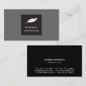 Feather Logo op zwart/grijs voor schrijvers en aut Visitekaartje (Voorkant / Achterkant)